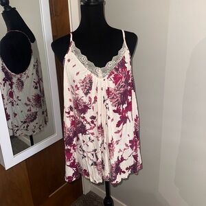 Maurices Burgundy Floral Lace Tank